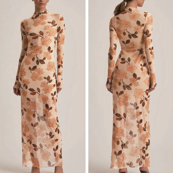 Favorite Daughter Dresses & Skirts - NWT Favorite Daughter The Sheer Fantasy Long Sleeve Mesh Maxi Dress Bare Roses